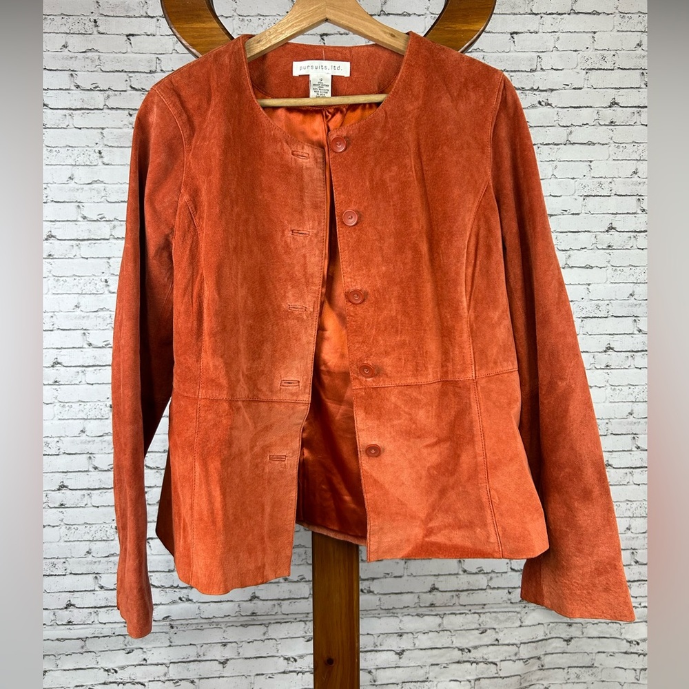 Pursuits Ltd | Aventura Women's Orange Genunine Leather Suede Blazer size 12